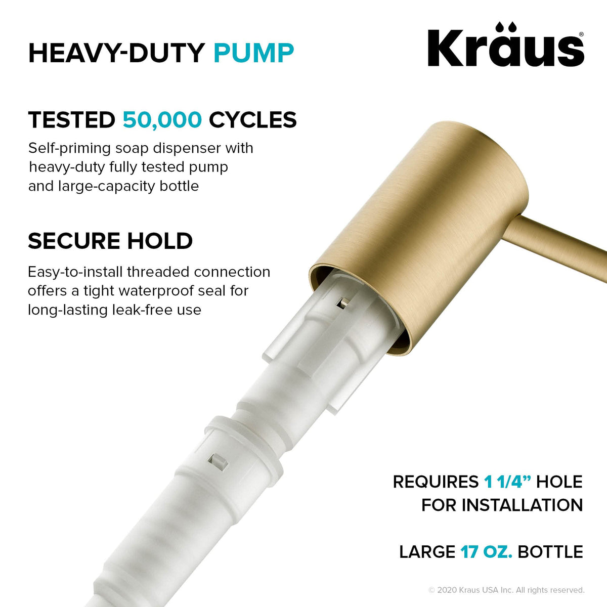 KRAUS Kitchen Soap Dispenser KSD-43 - Brushed Gold view 3