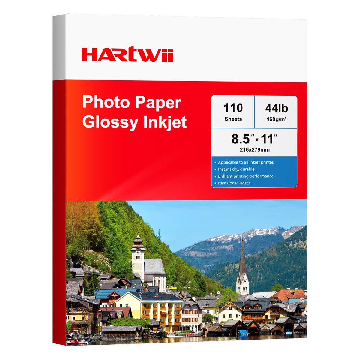 HARTWII Glossy Inkjet Paper 8.5x11 Inches, 110 Sheets, 160gsm Photo Paper for Inkjet