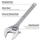 Olympia Tools 24" Adjustable Wrench, Heavy Duty Drop Forged Steel, Chrome Plated, Precision Machined Jaws, Rust