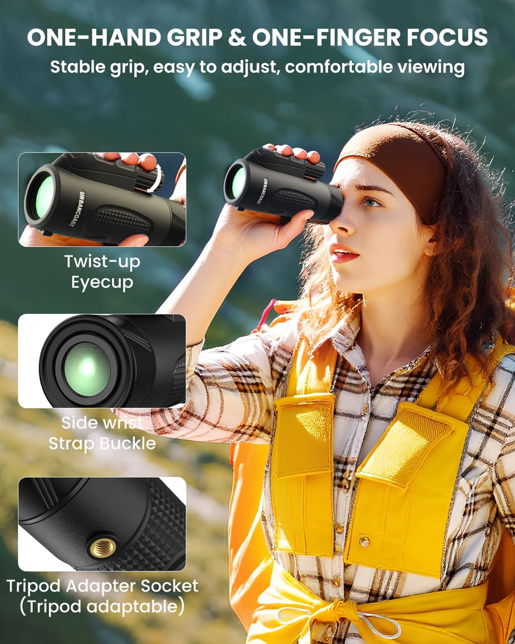 15x65&8x32 Monoculars for Adults High Powered for Bird Watching Hikng Camp - Obsidian Black view 3