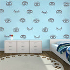 YUHASIDE Eye Pattern Wall Sticker Eyelash Decal for Girls Bedroom Home Decor - Grey view 1