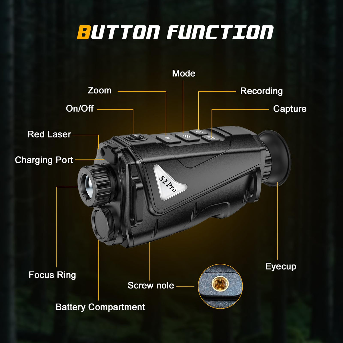 VteePck Thermal Imaging Monocular for Hunting with 12μm Sensor & 1000m Detection, AI 320 (additional view 1)