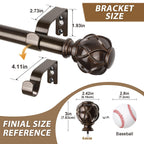 KAMANINA 1 Inch Curtain Rod 28-48 Inch, 2 Pack Antique Bronze Drapery Rods (TW-010030217-US-F1)
