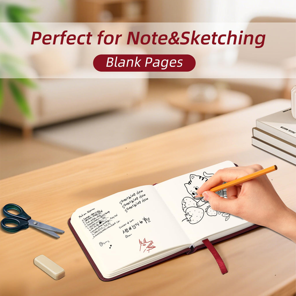 BOBO RABBIT 2 Pack Small Square 100GSM Mini Notebooks Blank Page Sketchbook - C-Red and Brown view 2