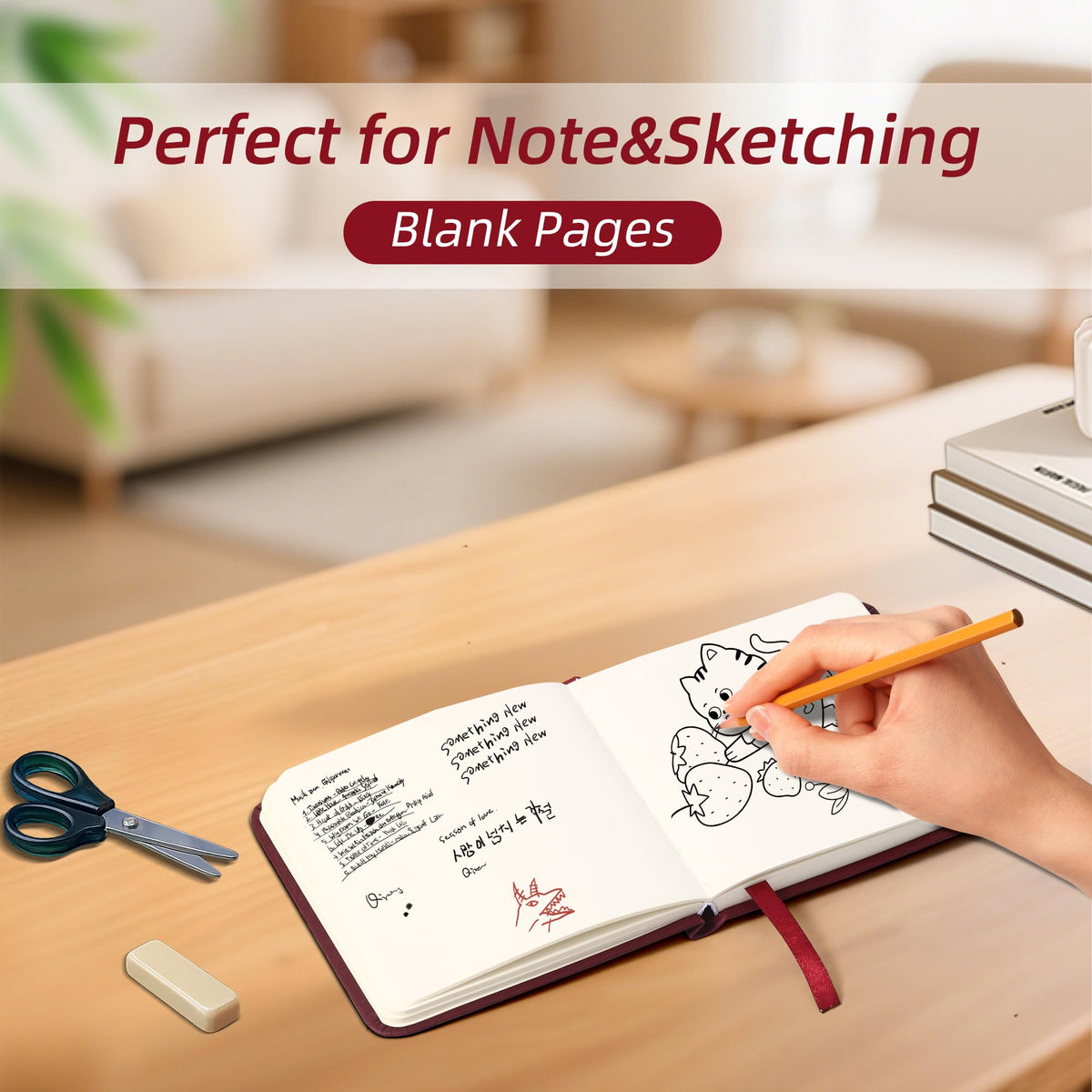 BOBO RABBIT 2 Pack Small Square 100GSM Mini Notebooks Blank Page Sketchbook - C-Red and Brown view 2