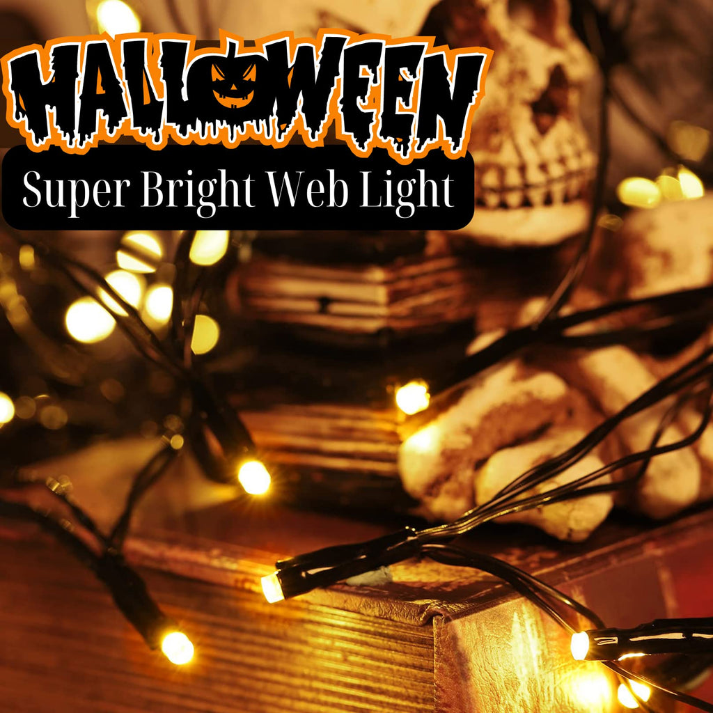 LCHUANG Halloween Decorations Lights Spider Web Lights - Orange view 2