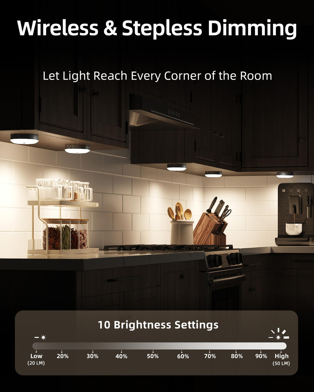 EZVALO Under Cabinet Lighting with Charging Station, 1000mAh Rechargeable Puck Lights (additional view 2)