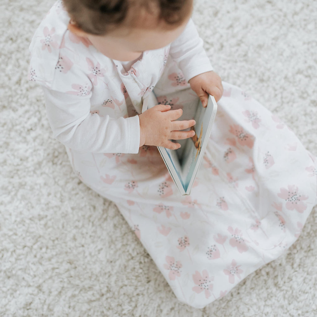 HALO SleepSack, 100% Cotton Wearable Blanket, Swaddle Transition Sleeping Bag, TOG 0.5, Wildflower Blush, Medium, 6-12