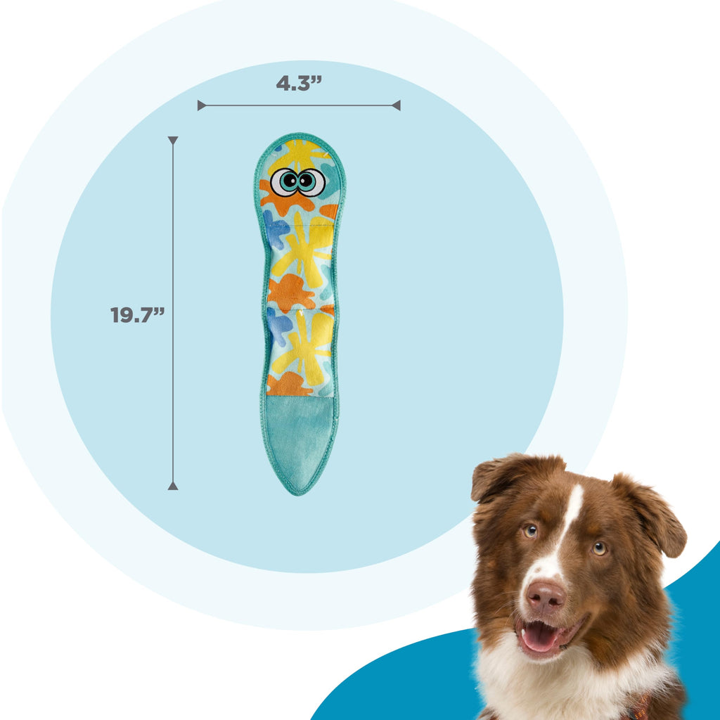 Outward Hound Tough Skinz Durable Squeaky Dog Toy with Two Tough Layers, Snake, Blue (additional view 4)