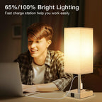 aooshine Set of 2 Touch Lamps with USB-C Port - Grey Shade-Silver Base view 6