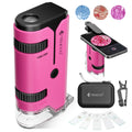 100x-250x Mini Pocket Microscope for Kids Adults - Pink