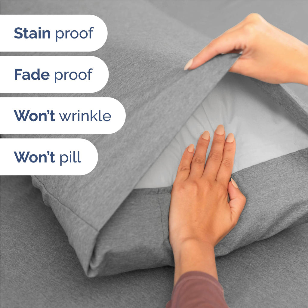 Full Size 4 Piece Sheet Set - Breathable & Cooling Sheets - Heathered Grey (additional view 4)