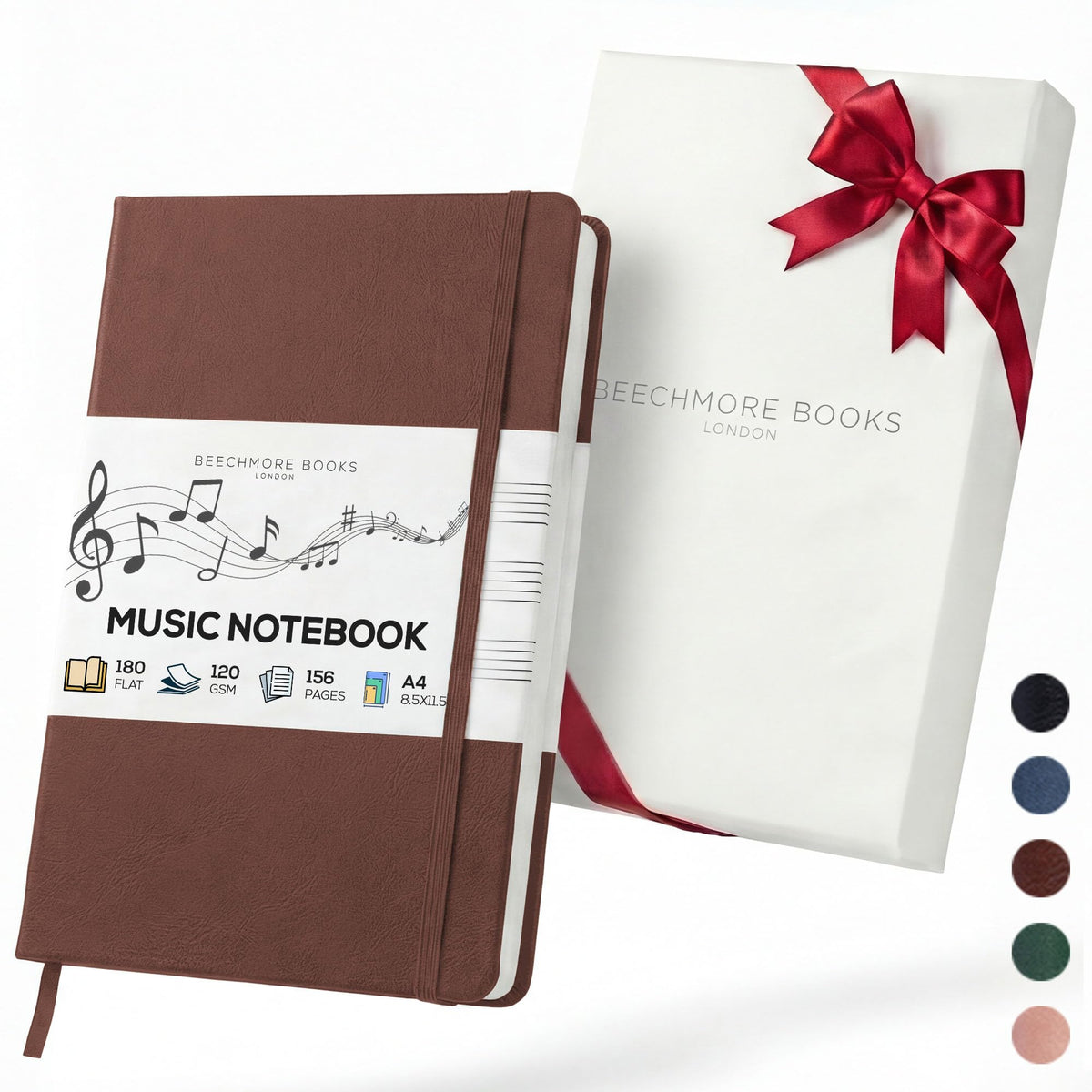BEECHMORE BOOKS Blank Sheet Music Notebook - Chestnut Brown