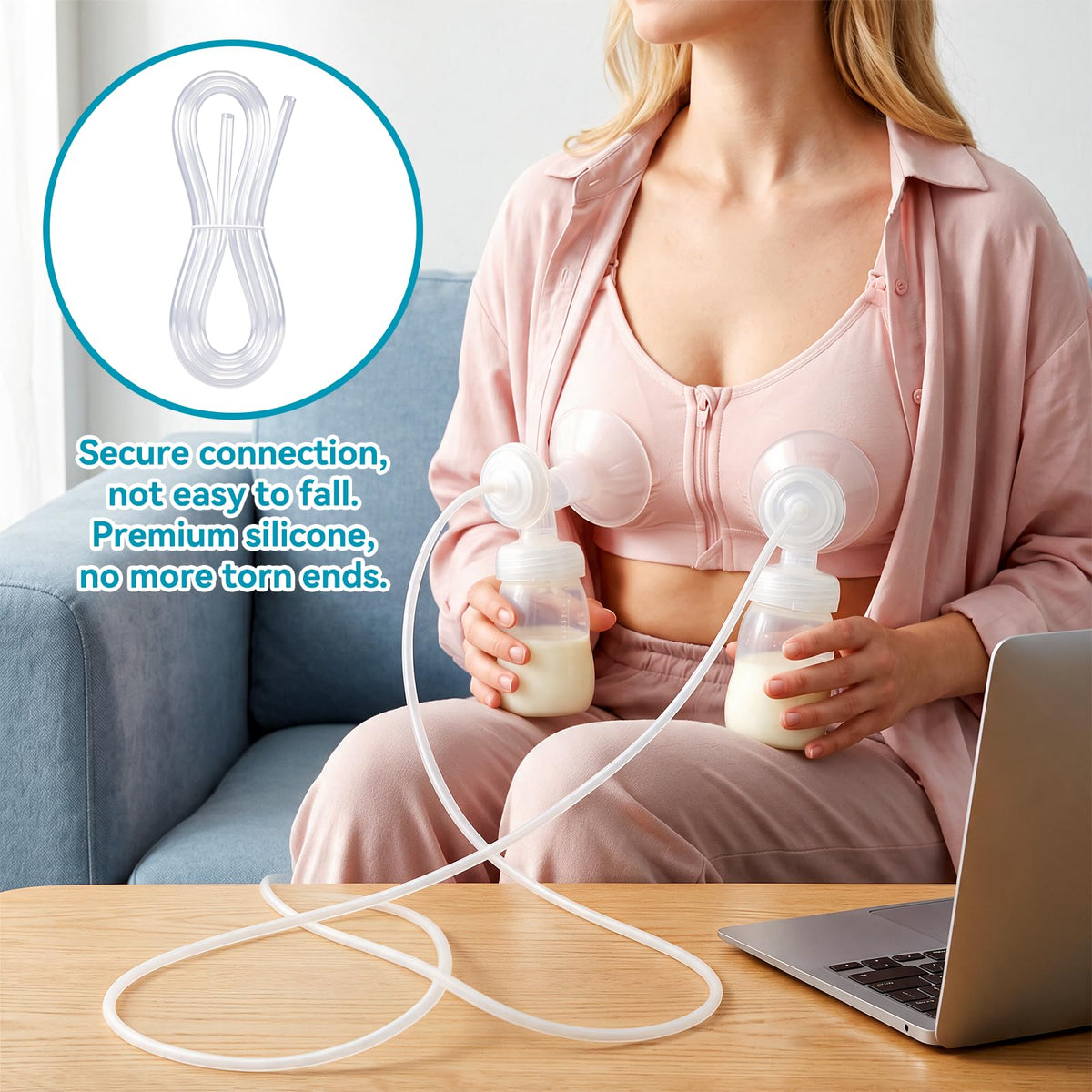 2pcs Replacement Tubing Compatible with Spectra S2, S1, 9 Plus Breast Pump (additional view 3)