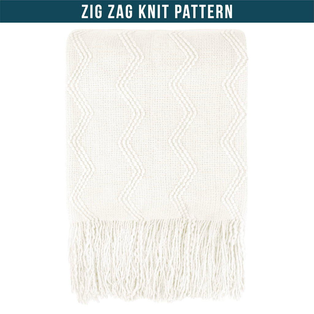 PAVILIA Knit Throw Blanket, Soft Knitted Farmhouse - White / 60 X 80 Inches - Twin view 2