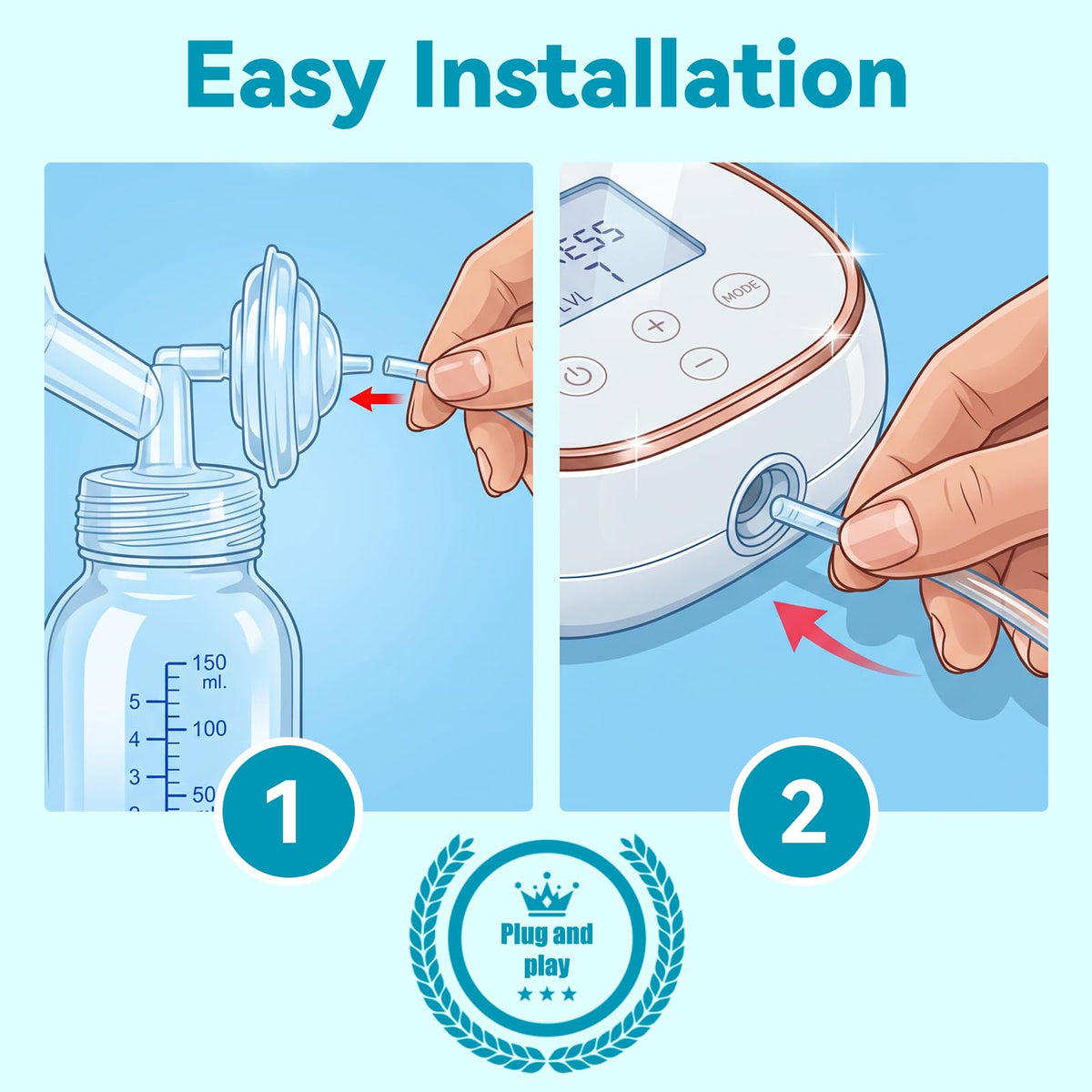 2pcs Replacement Tubing Compatible with Spectra S2, S1, 9 Plus Breast Pump (additional view 4)