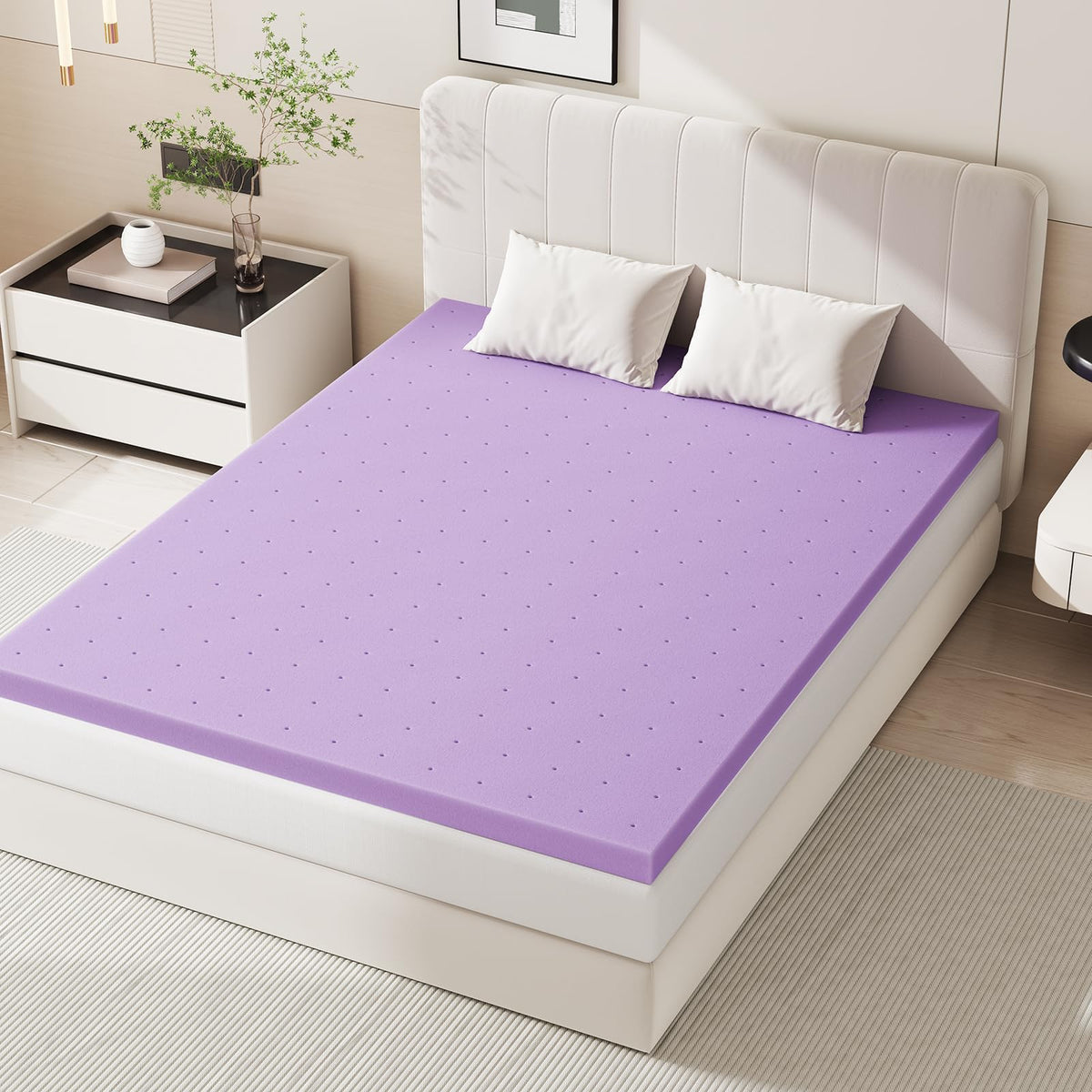 Sweetcrispy Mattress Topper California King - 1.5 Inch Purple / Full