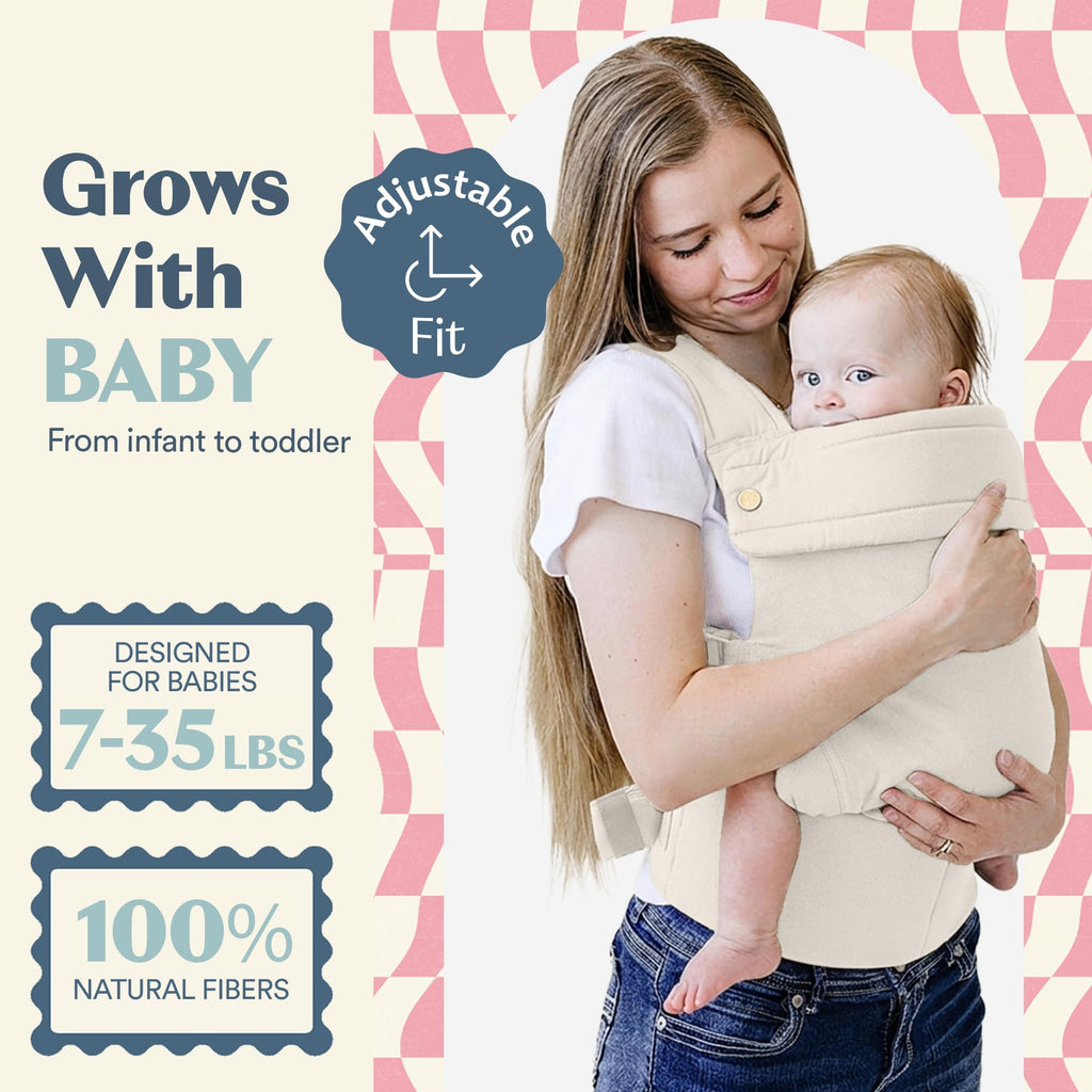Ergonomic Hip-Healthy Baby Carrier, Front and Back Carry, 7-35 lbs - Vanilla view 2
