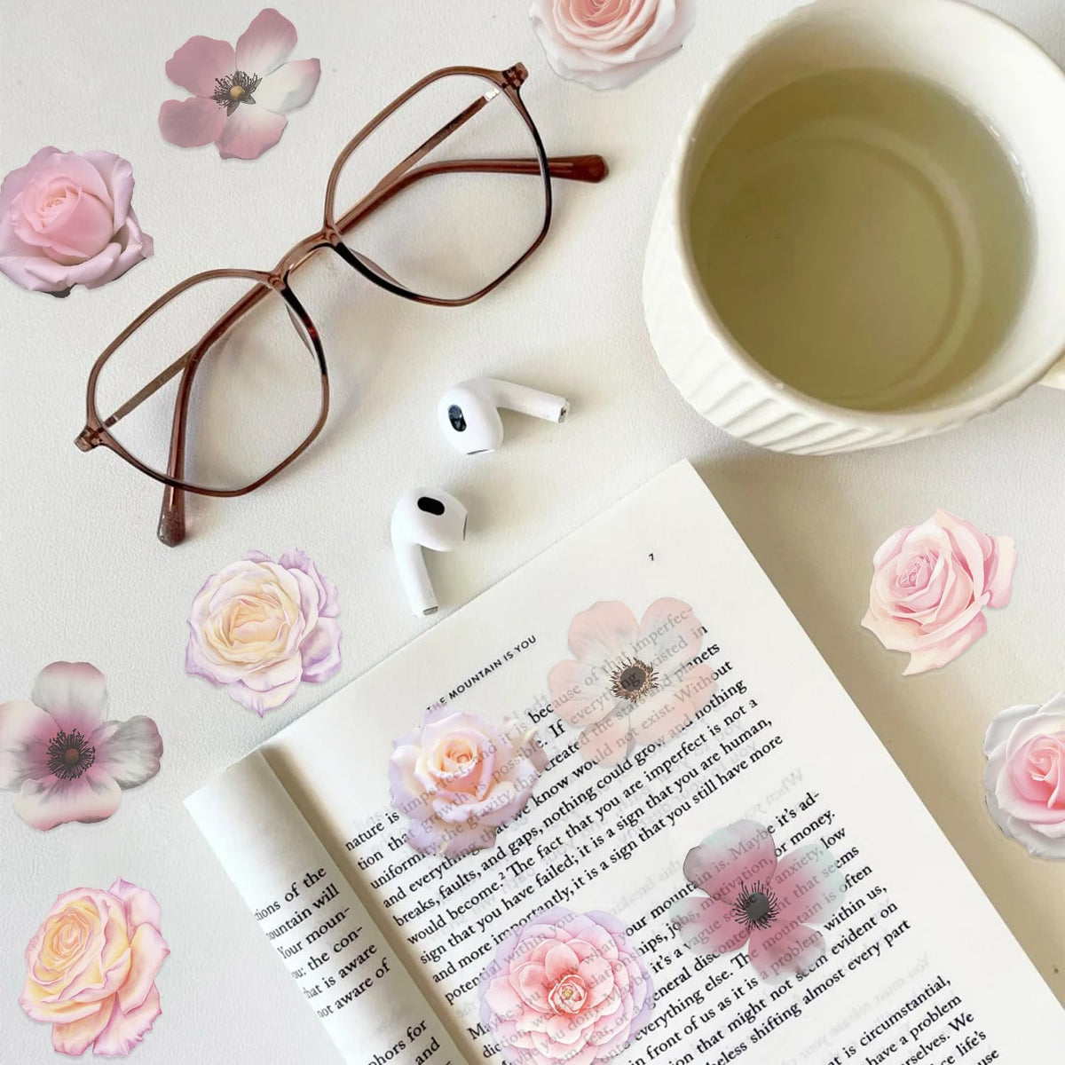 50Pcs Pink Flower Stickers for Kid Cartoon Aesthetic Sticker Bag Waterproof Water Bottle (additional view 4)
