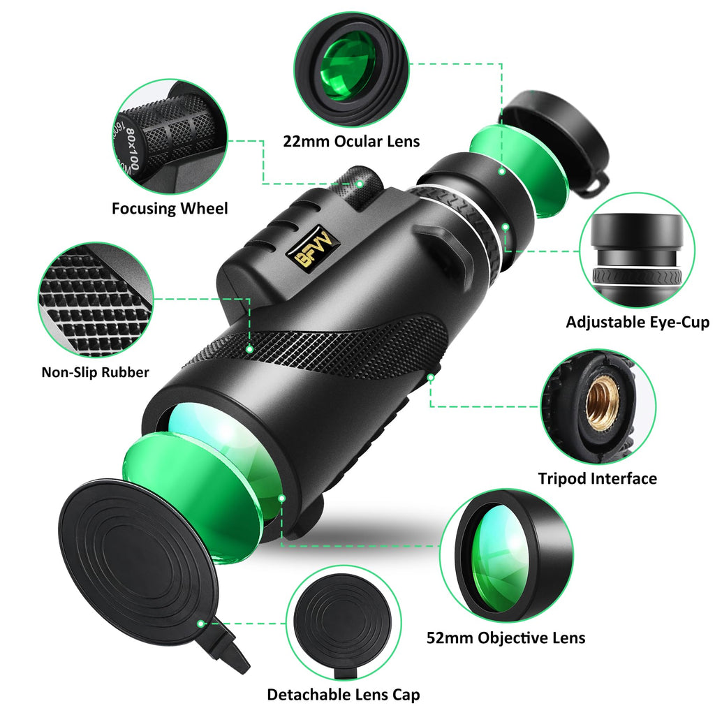 BFVV 80x100 High Powered Monocular Telescope for Adults Bird Watching (additional view 1)