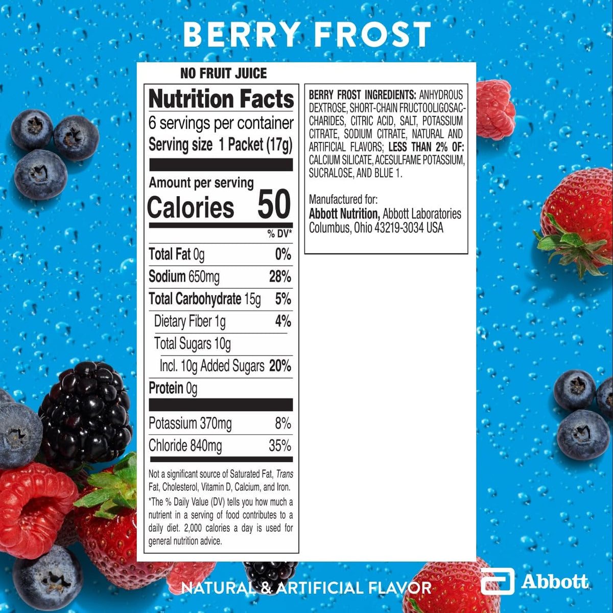 Pedialyte AdvancedCare Plus Electrolyte Powder Packets, Berry Frost-100ct (additional view 1)