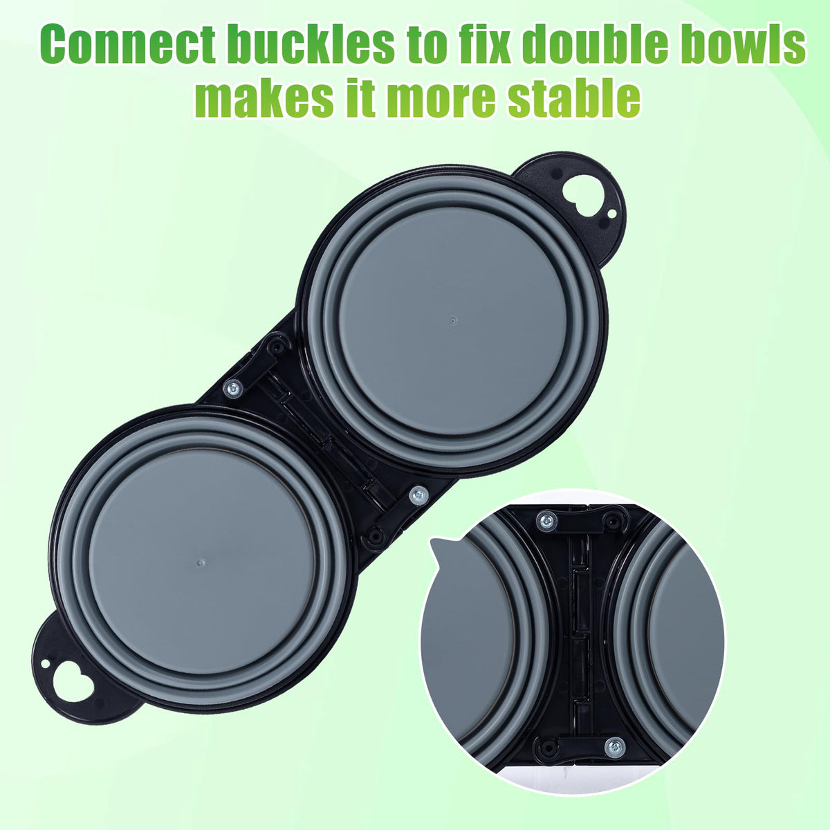 SLSON Collapsible Dog Dual Bowls Reinforced Rim 180 Degrees Flip Over Bowl - Cold Grey view 2