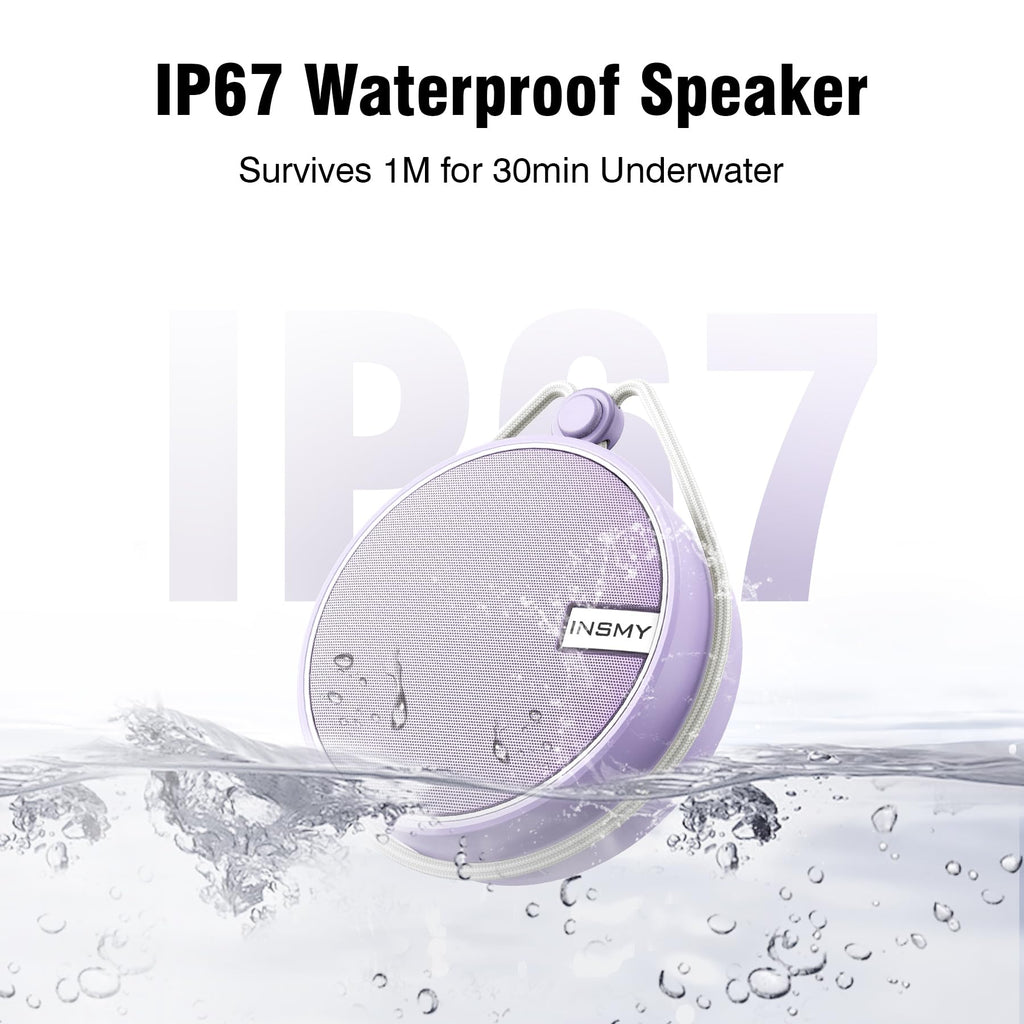 INSMY C12 IP67 Waterproof Shower Bluetooth Speakers,Portable Small Speaker - Purple view 1