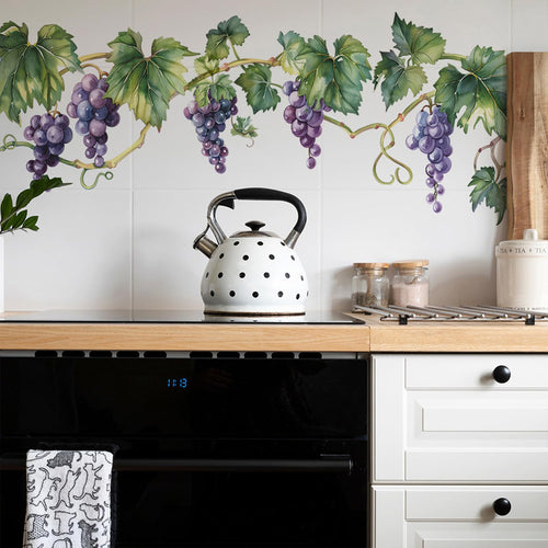2 Sheets Grape Vine Wall Stickers Removable Grapes Wall Decals Vinyl Peel and Stick Grape (additional view 1)