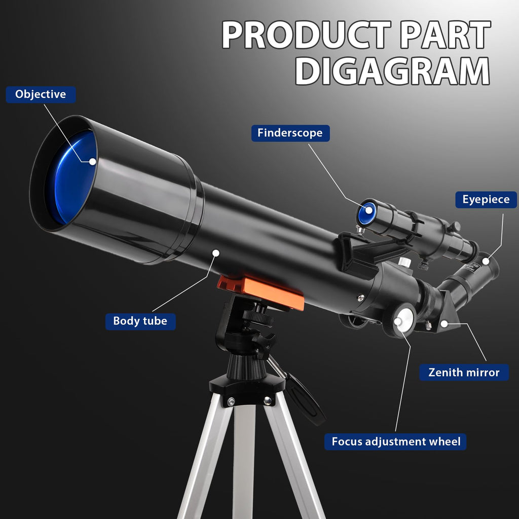 NEYLANG Telescope, 70mm Aperture Portable Refractor Telescope for Astronomy Beginners - Black / 70x500MM view 4