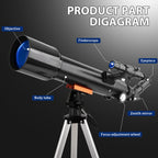 NEYLANG Telescope, 70mm Aperture Portable Refractor Telescope for Astronomy Beginners - Black / 70x500MM view 4