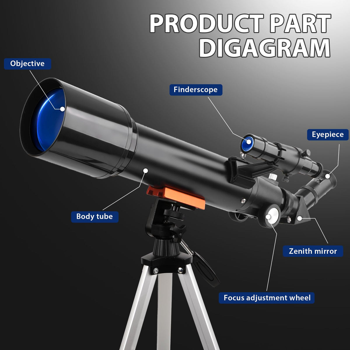 NEYLANG Telescope, 70mm Aperture Portable Refractor Telescope for Astronomy Beginners - Black / 70x500MM view 4