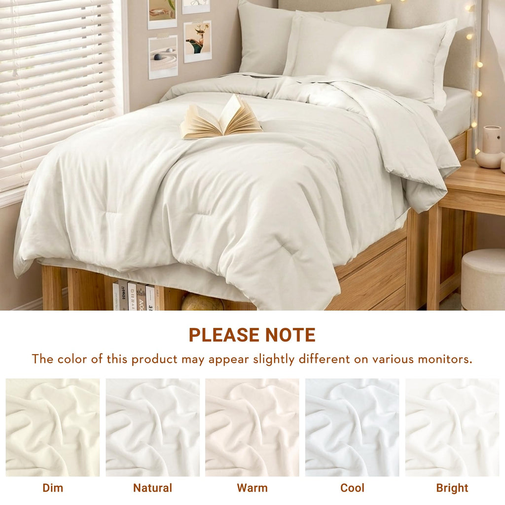MUXHOMO 7 Pieces Comforter - 02 - Ivory / Twin XL(68"x88") view 4