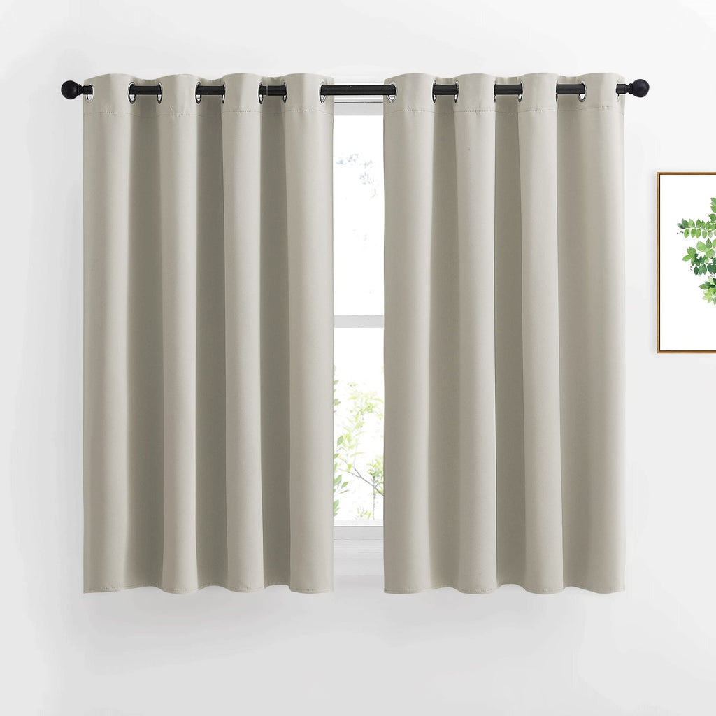 NICETOWN Blackout Kitchen Curtains 45 inch Length - Grommet Thermal Insulated Solid Vertical Drapes Room Darkening (Pack of 2)