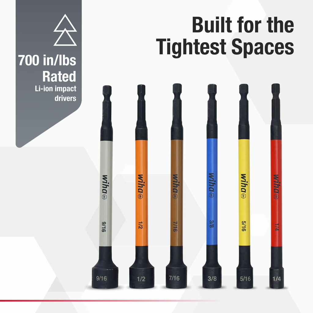 Wiha 70486 Color Coded Magnetic Nut Setter Set, 6 Inch SAE, 6 Piece (additional view 2)