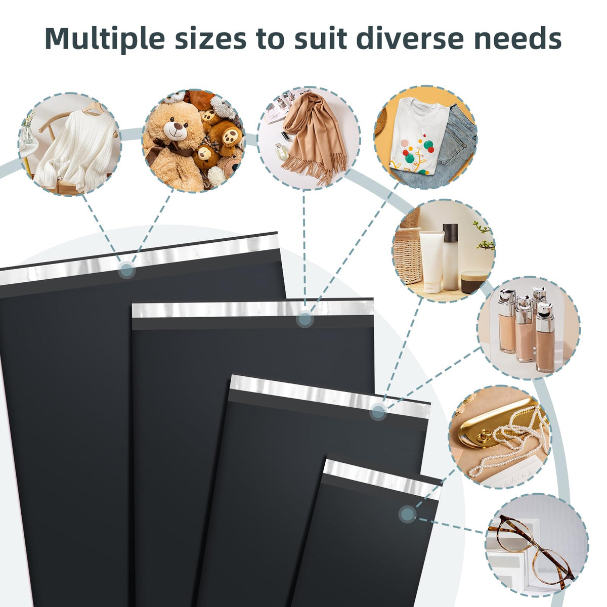 Famagic Poly Mailers Variety Pack - Black / 6x9" & 10x13" & 12x15.5" & 14.5x19" view 4