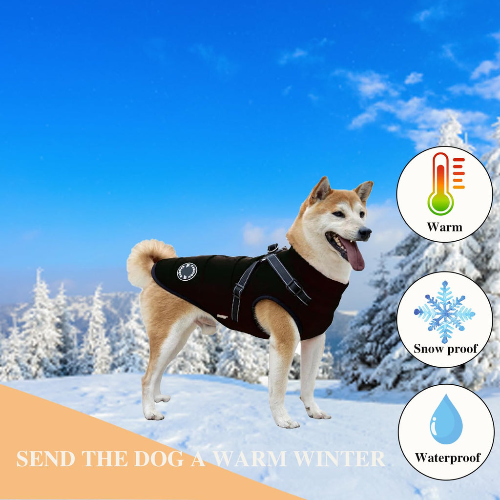 Furry King Dog Winter Coat with Harness, Waterproof, Fleece Lined - view 3