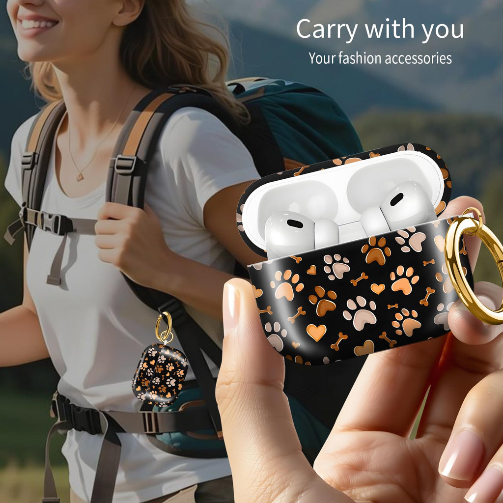 Compatible with AirPod PRO 3 2025 Shockproof Drop-Proof Wireless Earbuds Case with Keychain - Dog paw prints view 3