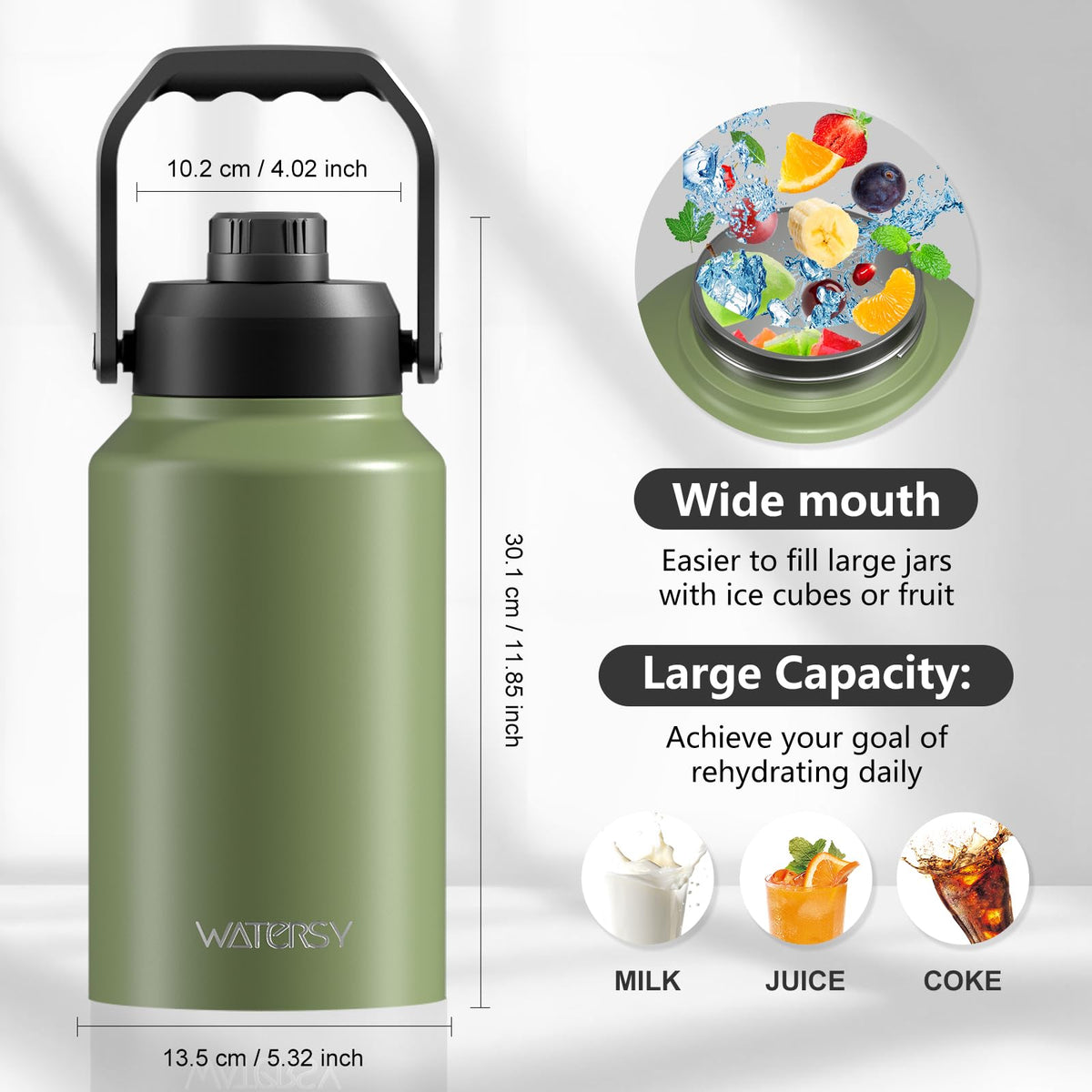 WATERSY 2/3 Gallon Water Bottle Insulated(Cold for 48 Hrs),BPA Free&Leak Proof,87oz (additional view 4)