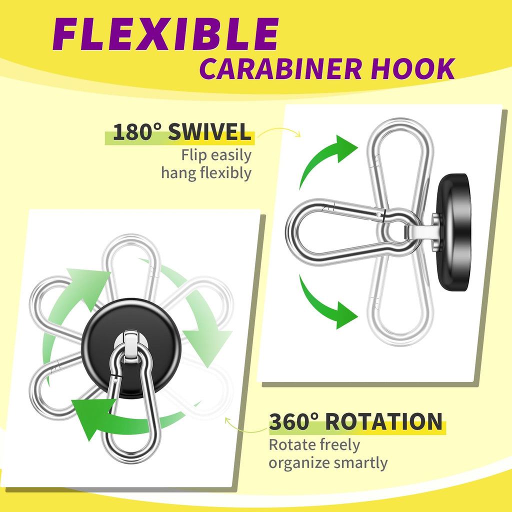 Niuknow Magnetic Hooks with Swivel Carabiner - Black / 1.42 in view 4
