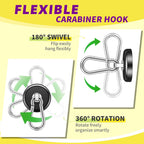 Niuknow Magnetic Hooks with Swivel Carabiner - Black / 1.42 in view 4