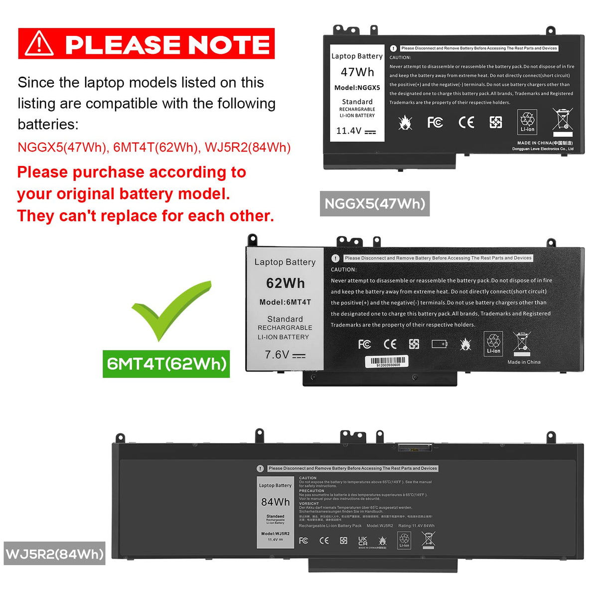 TREE.NB Laptop Battery Replacement - 9.09x3.93x0.24inch 6MT4T view 2
