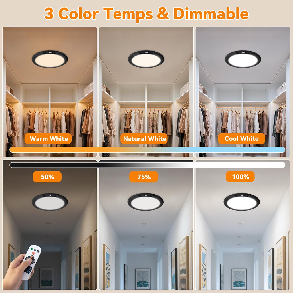 KYEKIO Rechargeable Motion Sensor Ceiling Light with Remote - Black view 5