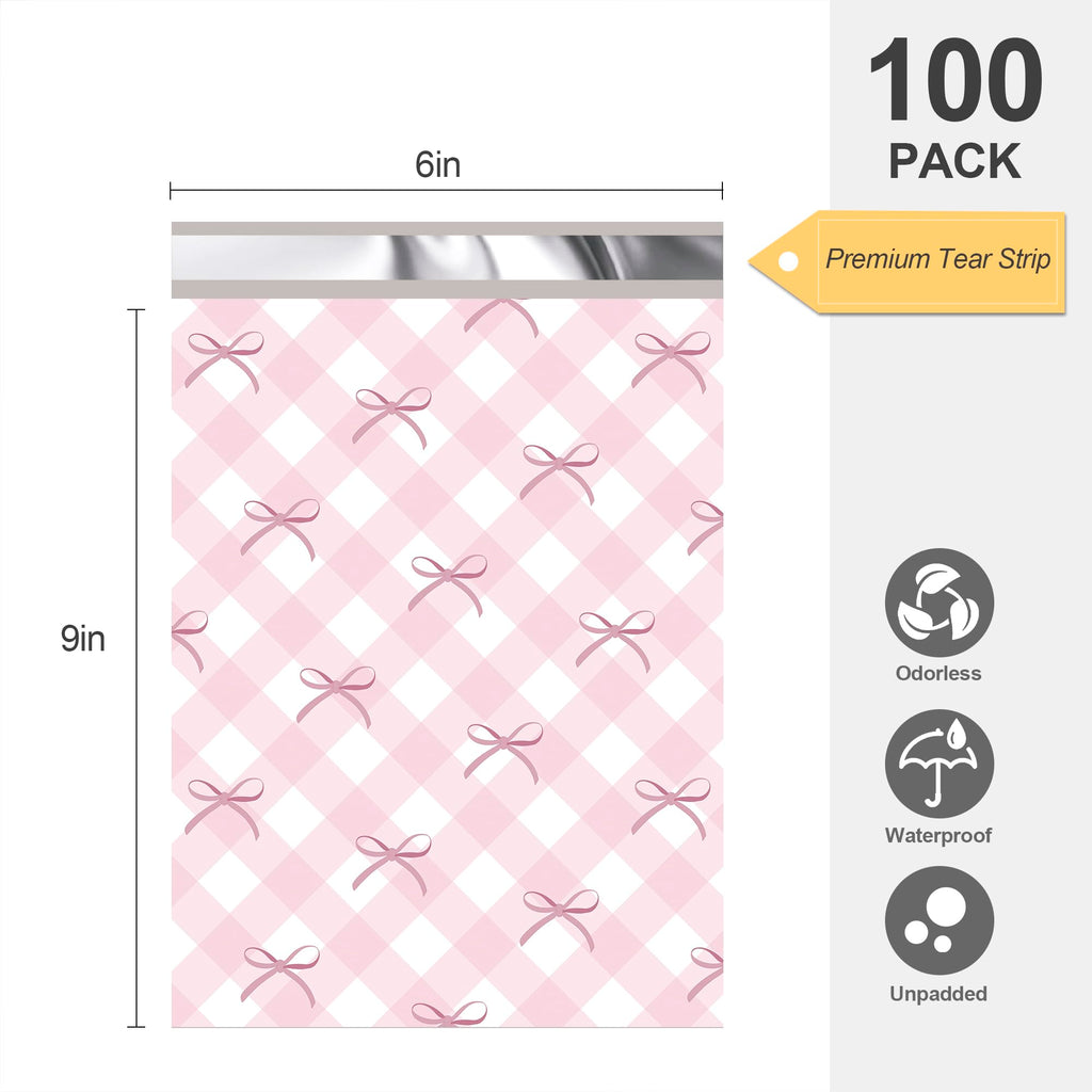 JinRuiKJ Poly Mailers - Grid Bow / 6x9'' - 100 Pack view 1