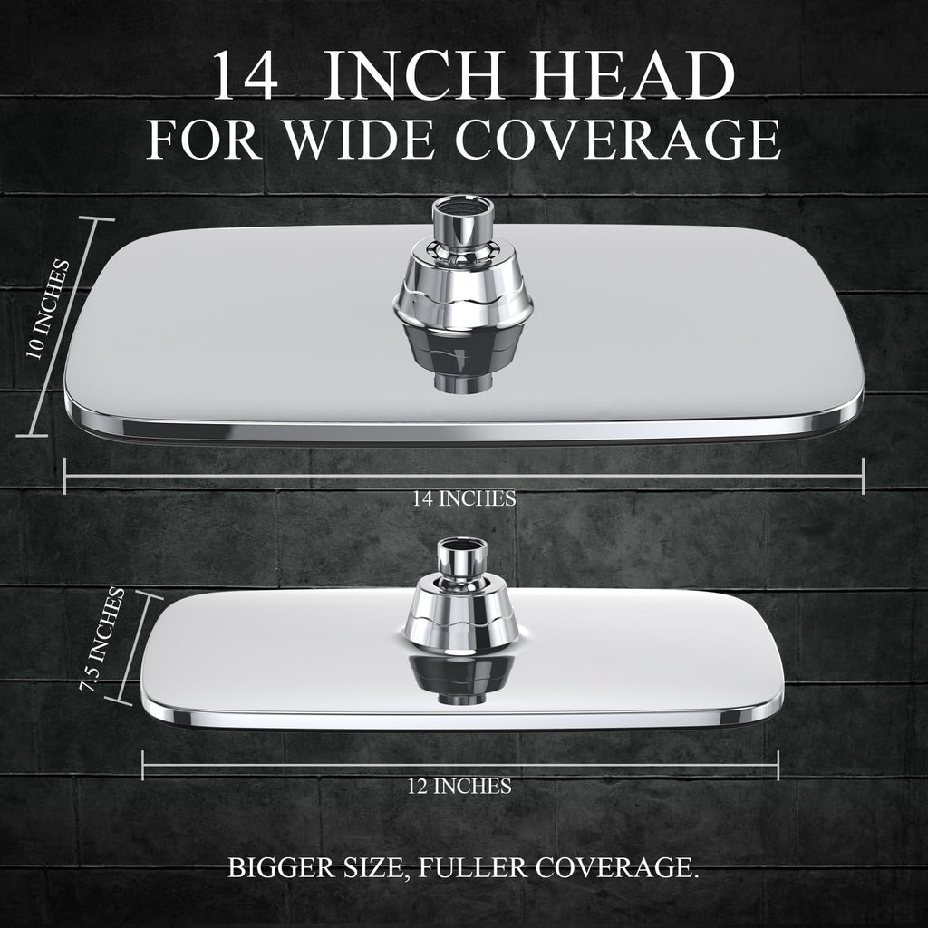 Veken 14" Wide Rain Shower Head with Handheld,Full Body Coverage & Spa-Like (SHC5V404)