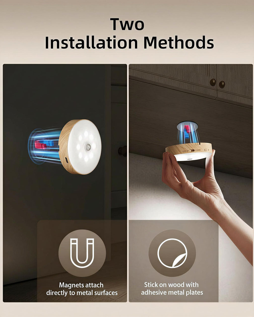 EZVALO Under Cabinet Lighting, 1000mAh Rechargeable Puck Lights with Remote, 3 Color (additional view 7)