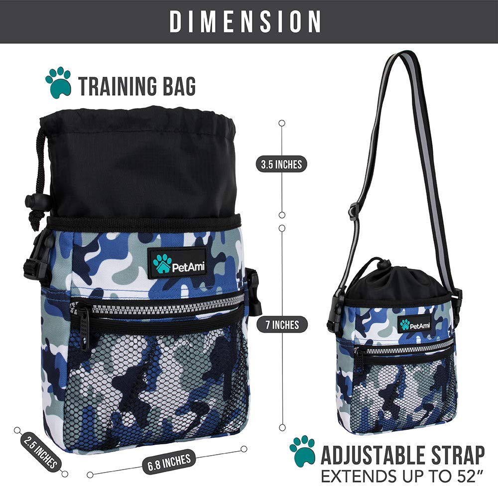 PetAmi Hands Free Dog Treat Pouch for Training and Walking - Camo Blue view 5