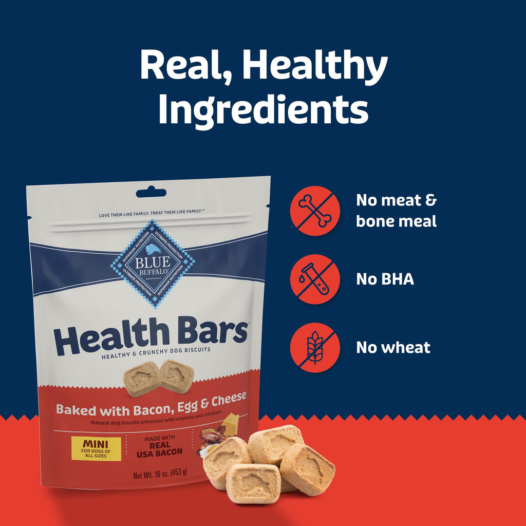 Blue Buffalo Health Bars Bacon Egg & Cheese Dog Biscuits, – 32 oz (805141)