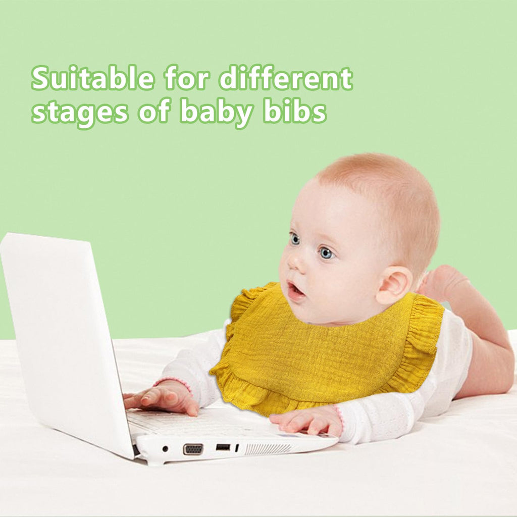 DOSMINE Organic Cotton Muslin Baby Bibs for Drooling & Teething - Yellow view 4
