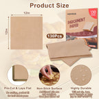 Hovico 130PCS Parchment Paper Baking Sheets - Original 12" x 12" view 1