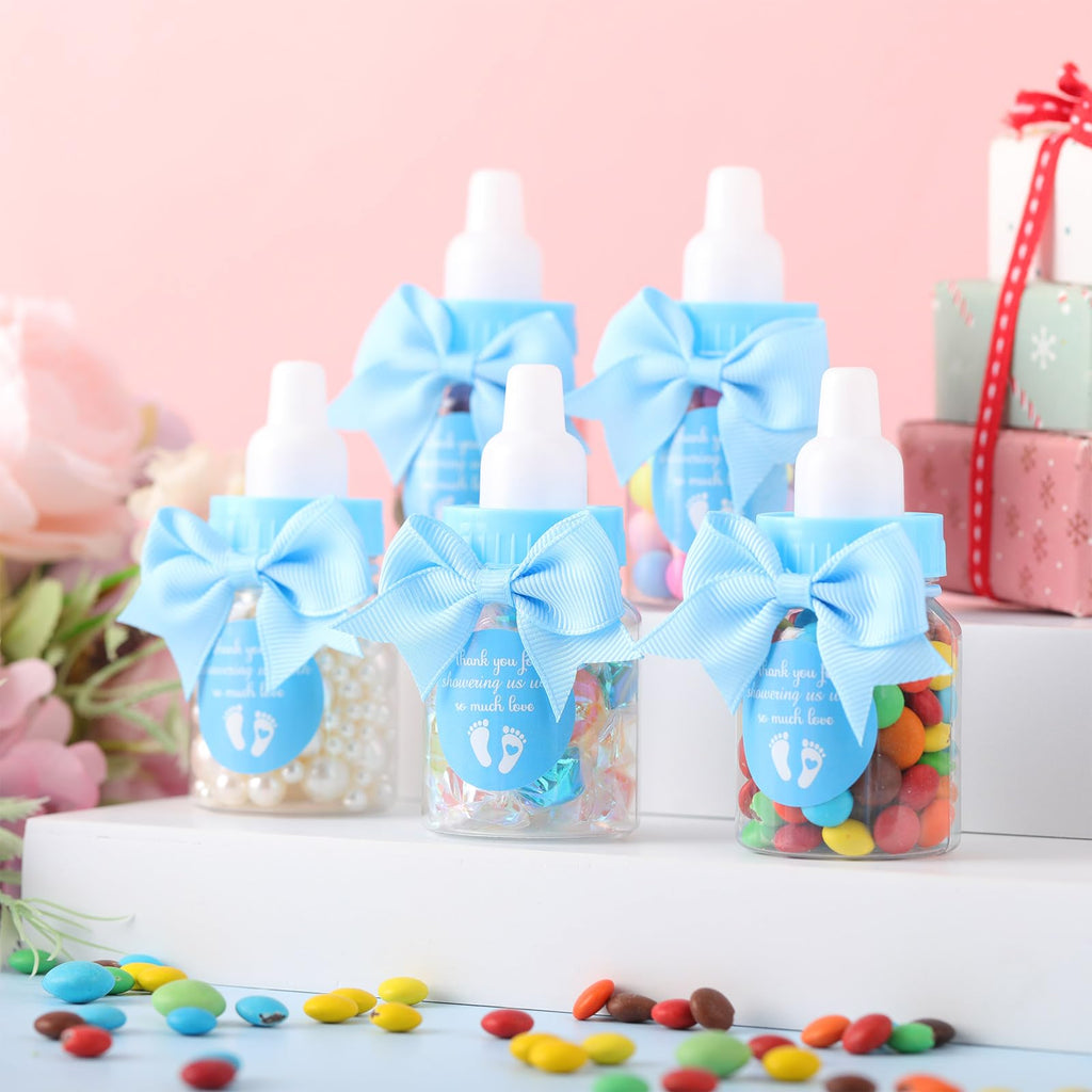 Teenyyou 48 Sets 3.5 Inch Blue Mini Baby Bottles for Baby Shower Party Favor Game Plastic (additional view 5)